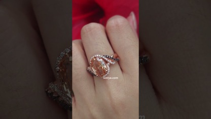 Sotiya Two Tone Twist Shank Halo Oval Cut Coffee Engagement Ring Sterling Silver