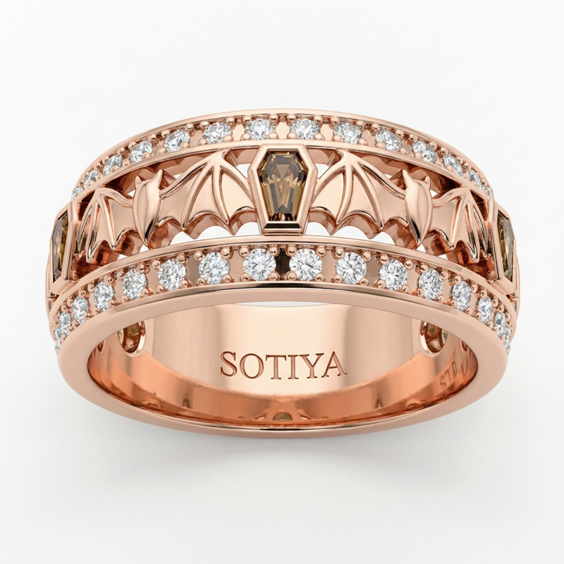 Sotiya Coffin Cut Coffee Bat Women's Wedding Ring Band Sterling Silver-Sotiya