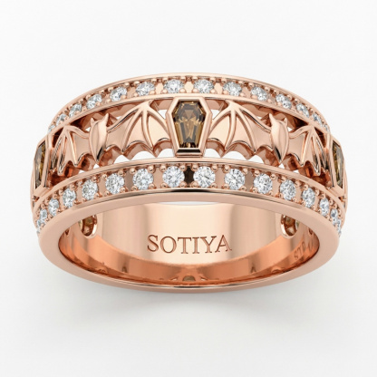 Sotiya Coffin Cut Coffee Bat Women's Wedding Ring Band Sterling Silver-Sotiya