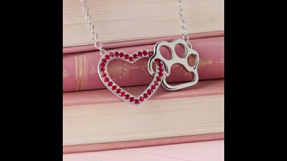 Sotiya Heart Paw Print Garnet Necklace Sterling Silver