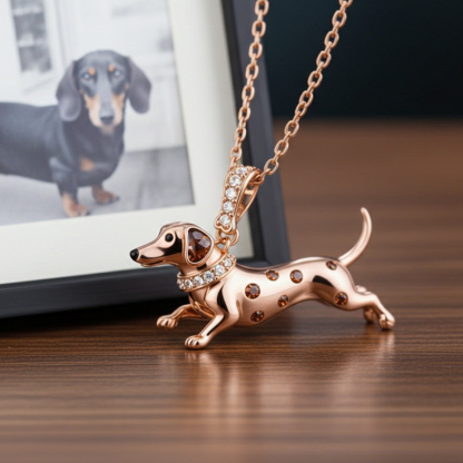 Sotiya Best Buds Dachshund Chocolate Necklace Sterling Silver-Sotiya