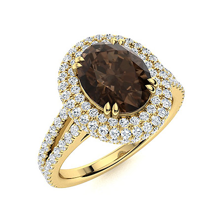 Sotiya Split Shank Double Halo Coffee Oval Cut Engagement Ring Sterling Silver-Sotiya