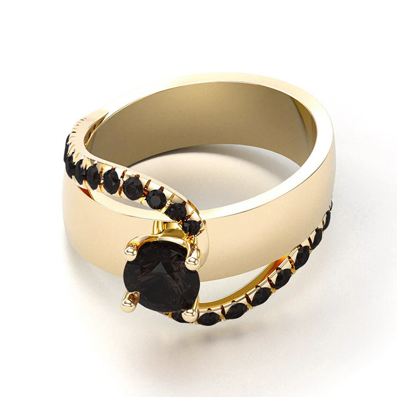 Sotiya Bypass Round Cut Cigar Coffee Engagement Ring Sterling Silver