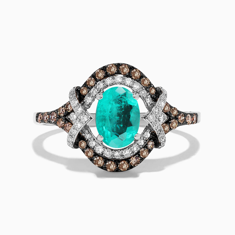 Sotiya Two Tone Halo Oval Cut Paraiba Coffee Engagement Ring Sterling Silver-Sotiya