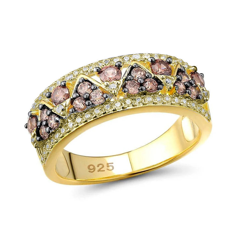 Sotiya Two Tone Round Cut Coffee Women's Wedding Ring Sterling Silver