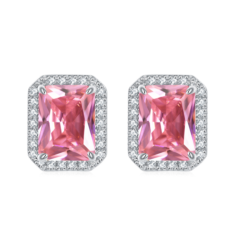 Sotiya 12 Birthstones Halo Emerald Cut Stud Earrings Sterling Silver-Sotiya