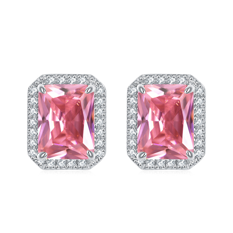 Sotiya 12 Birthstones Halo Emerald Cut Stud Earrings Sterling Silver-Sotiya