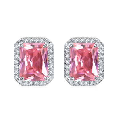 Sotiya 12 Birthstones Halo Emerald Cut Stud Earrings Sterling Silver-Sotiya