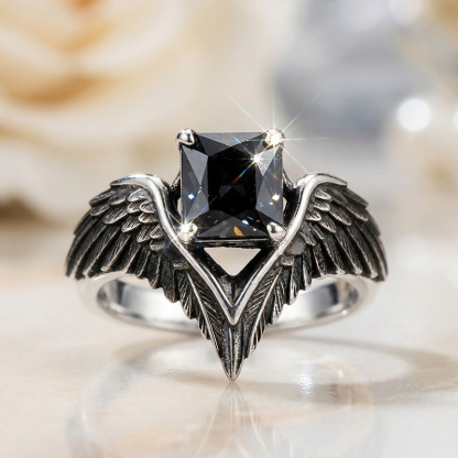 Sotiya Duskendale Three-eyed Crow Wing Radiant Cut Cocktail Ring Sterling Silver-Sotiya