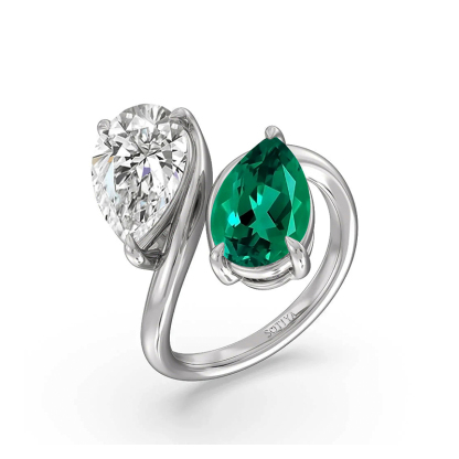 Sotiya Personalized Toi et Moi Bypass Pear Cut Two Stone Engagement Ring-Sotiya