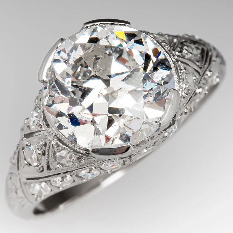 Sotiya Round Cut Vintage Engagement Ring Sterling Silver-Sotiya