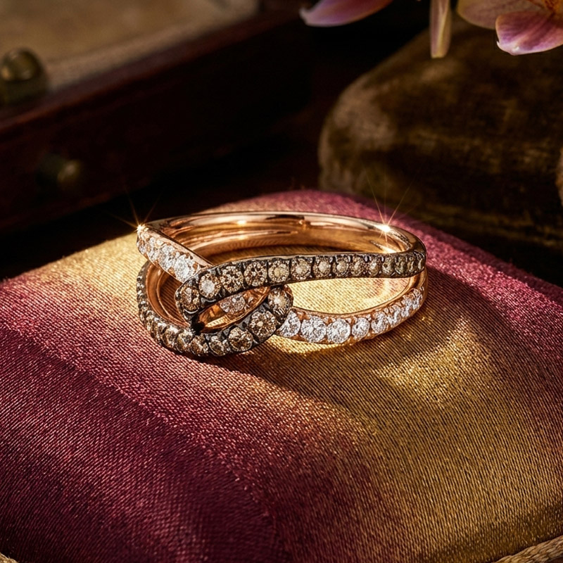 Sotiya Bypass Round Cut Coffee Women's Wedding Ring Sterling Silver