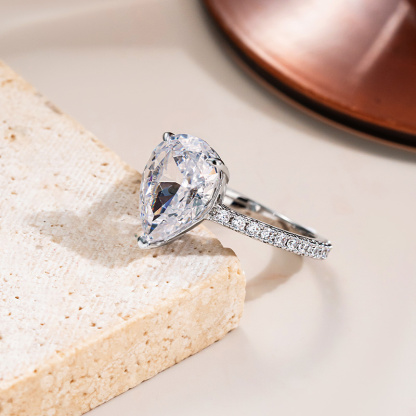 Sotiya Cathedral Pear Cut Engagement Ring High-carbon Zircon Sterling Silver-Sotiya