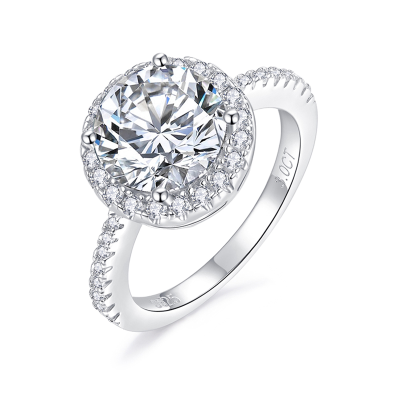 Sotiya Classic Halo Round Cut Moissanite Engagement Ring Sterling Silver
