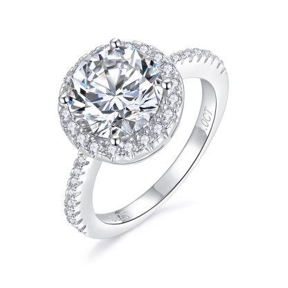 Sotiya Classic Halo Round Cut Moissanite Engagement Ring Sterling Silver