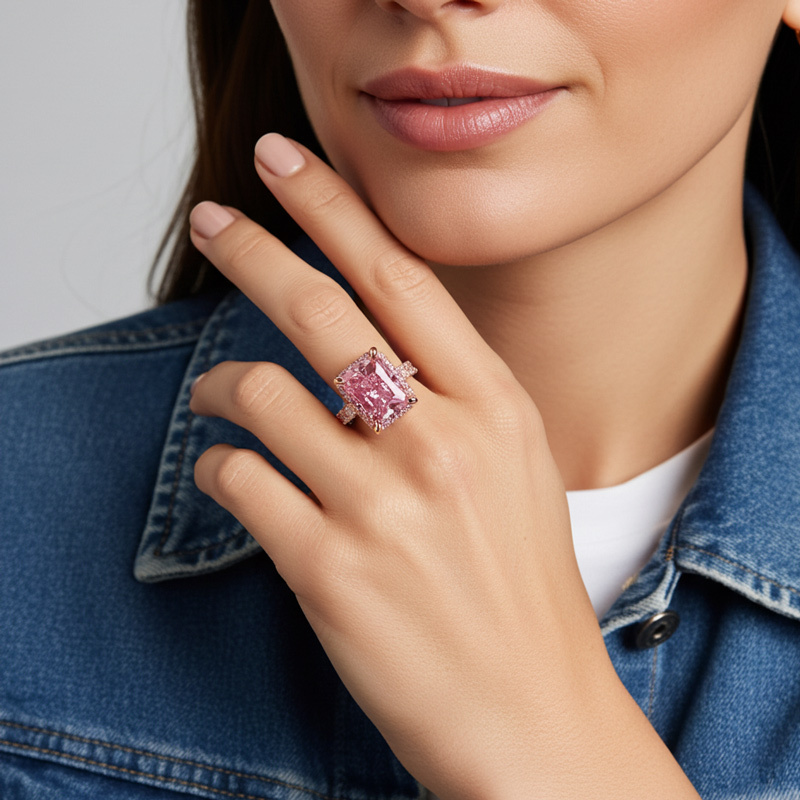 Sotiya Double Halo Sidestone Radiant Cut Engagement Ring Sterling Silver-Sotiya