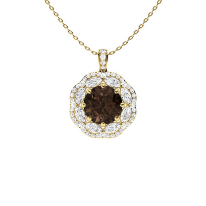 Sotiya Coffee Round Cut Gorgeous Kaleidoscope Design Double Halo Necklace Sterling Silver-Sotiya