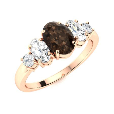 Sotiya Sidestone Coffee Oval Cut Engagement Ring Sterling Silver-Sotiya