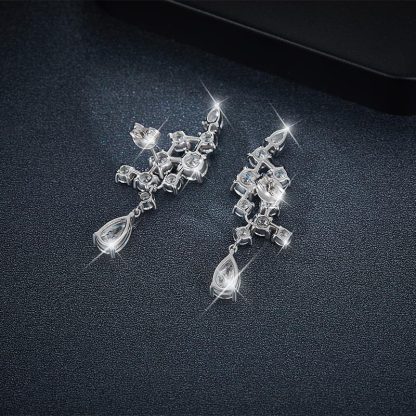 Sotiya Vintage Pear Cut Moissanite Drop Earrings Sterling Silver-Sotiya