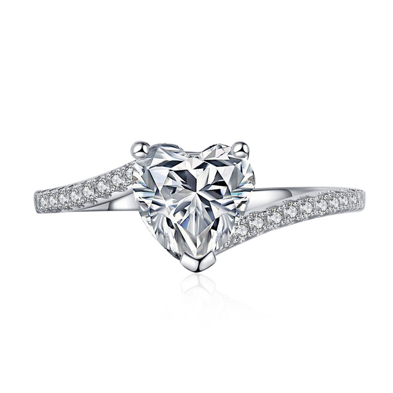 Sotiya Bypass 1ct Moissanite Heart Cut Engagement Ring Sterling Silver-Sotiya