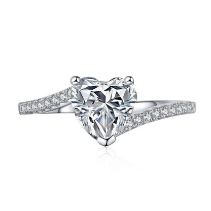 Sotiya Bypass 1ct Moissanite Heart Cut Engagement Ring Sterling Silver-Sotiya
