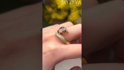 Sotiya Leopard Print Coffee Bypass Oval Cut Enamel Ring Sterling Silver