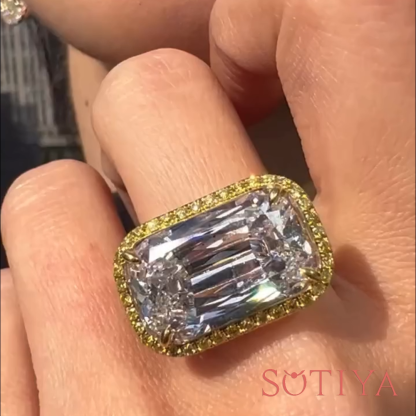 Sotiya Halo Radiant Cut East West Engagement Ring Sterling Silver