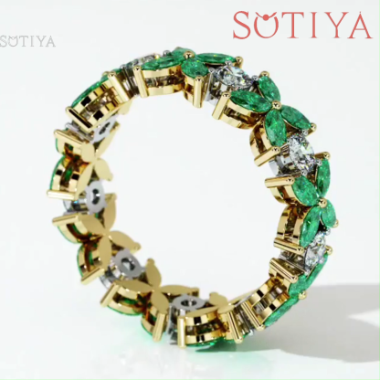 Sotiya Butterfly Design Marquise Cut Eternity Ring Sterling Silver