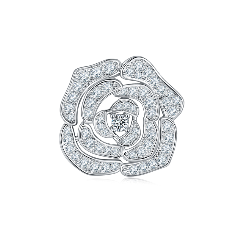 Sotiya Hollow Rose Round Cut Moissanite Stud Earrings Sterling Silver-Sotiya