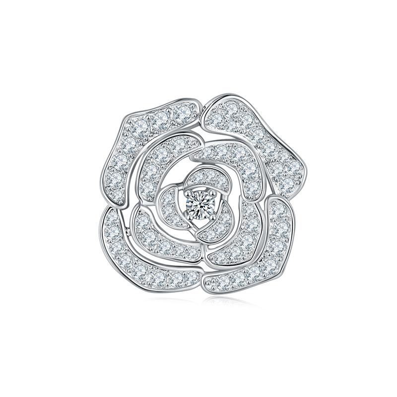 Sotiya Hollow Rose Round Cut Moissanite Stud Earrings Sterling Silver-Sotiya