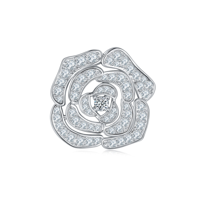 Sotiya Hollow Rose Round Cut Moissanite Stud Earrings Sterling Silver-Sotiya