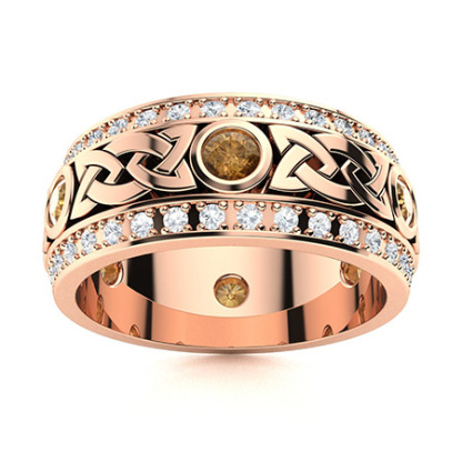 Sotiya Vintage Celtic Knot Round Cut Coffee Unisex Eternity Ring Sterling Silver