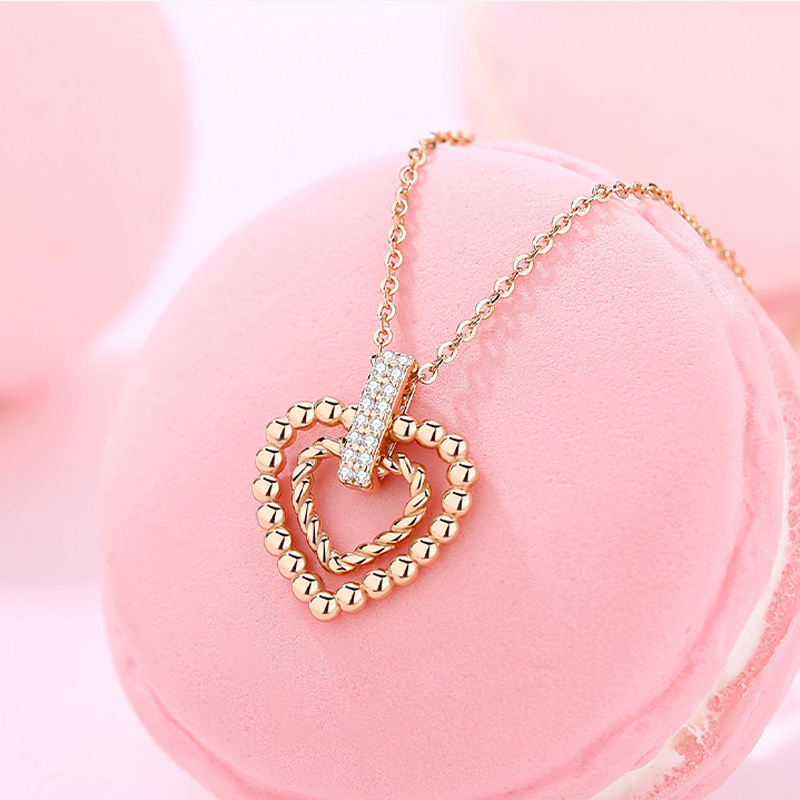 Sotiya Bead & Twisted Rope Design Heart Necklace Sterling Silver-Sotiya