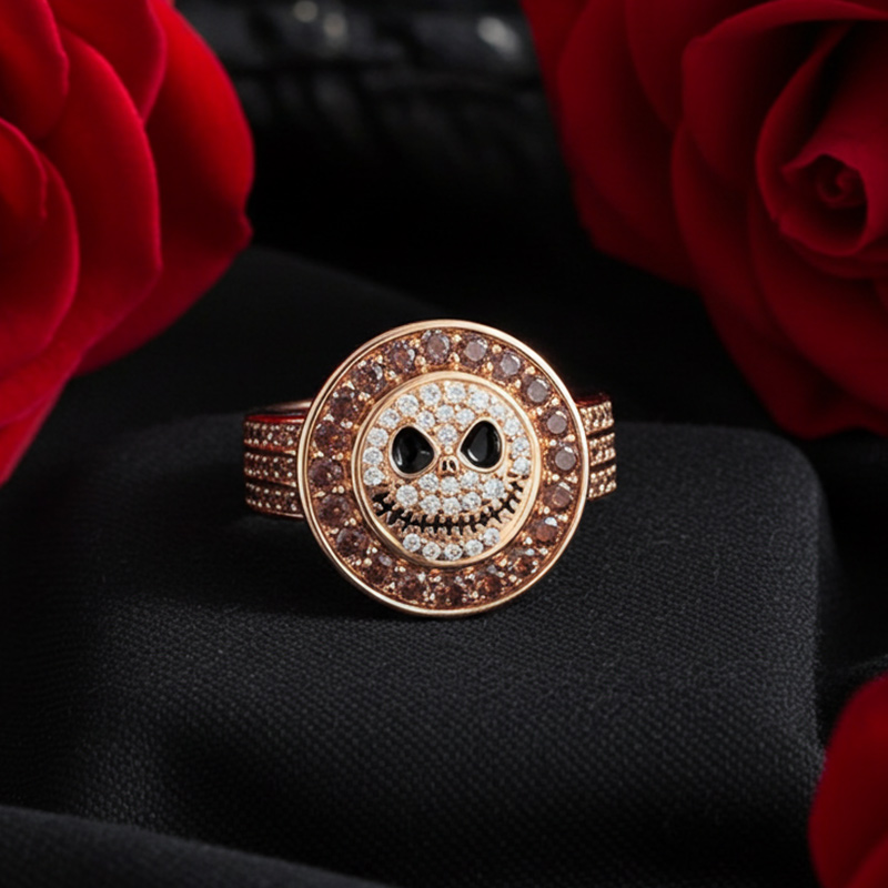 Sotiya Halo Skull Inspired Coffee Cocktail Ring Sterling Silver-Sotiya