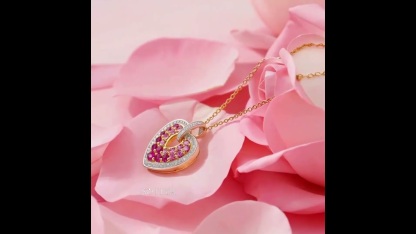 Sotiya Gradient Hot Pink Round Cut Halo Heart Necklace Sterling Silver