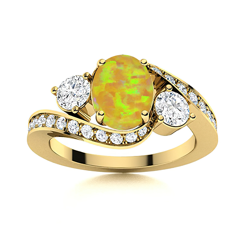 Sotiya Bypass Three Stone Opal Oval Cut Engagement Ring Sterling Silver-Sotiya