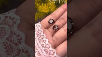 Sotiya Hidden Halo Round Cut Coffee Stud Earrings Sterling Silver