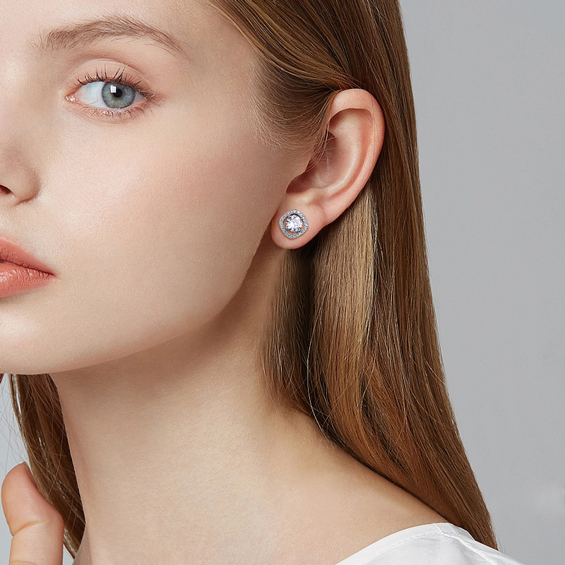 Sotiya 12 Birthstones Halo Round Cut Stud Earrings Sterling Silver-Sotiya
