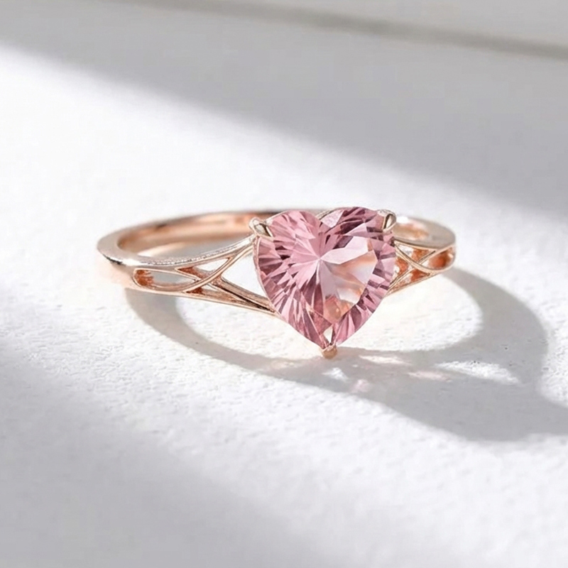 Sotiya Unique Twist Pink Heart Fantasy Starbrite Cut Engagement Ring Sterling Silver-Sotiya