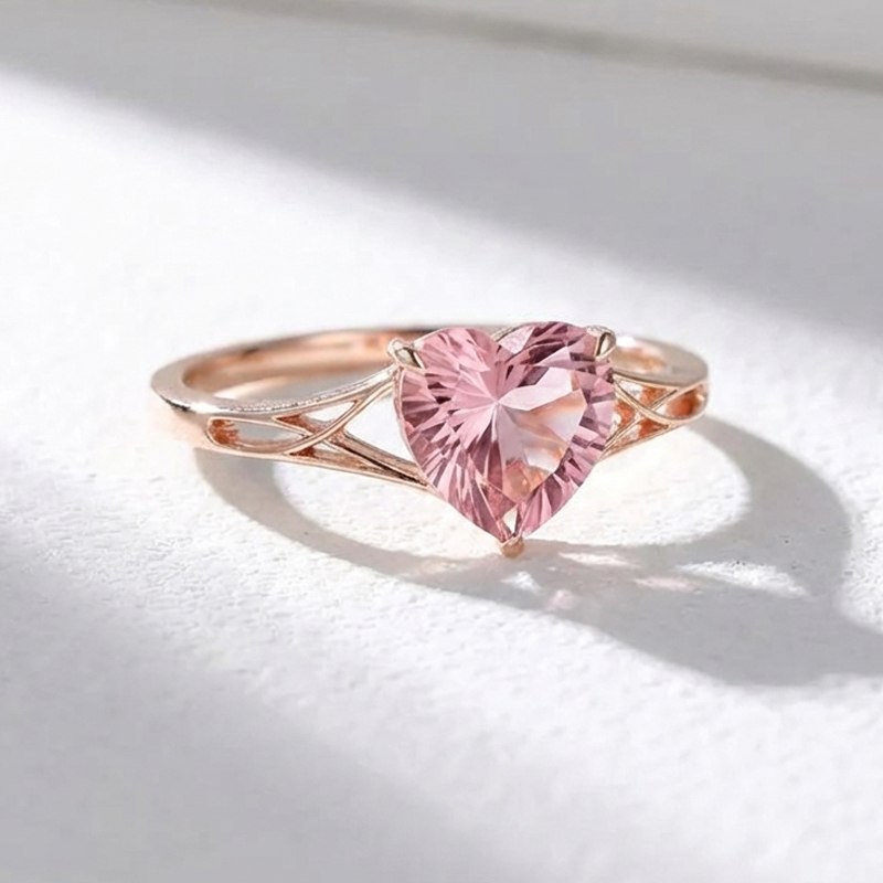 Sotiya Unique Twist Pink Heart Fantasy Starbrite Cut Engagement Ring Sterling Silver-Sotiya