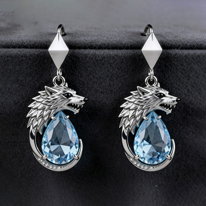Sotiya Duskendale Direwolf Pear Cut Earrings Sterling Silver-Sotiya