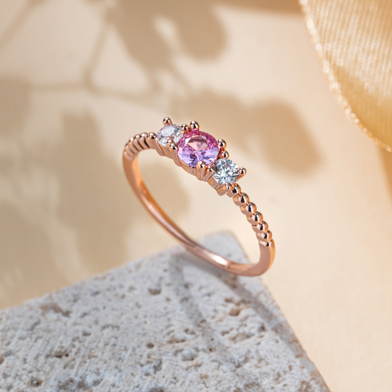 Sotiya Three Stone Rose Gold Tone Promise Ring Sterling Silver