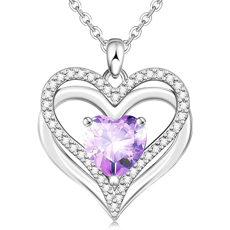 Sotiya 12 Birthstones Intertwined Heart Cut Necklace Sterling Silver-Sotiya
