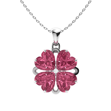 Sotiya Customizable 12 Birthstones Four Leaf Clover Flower Heart Cut Necklace Sterling Silver-Sotiya