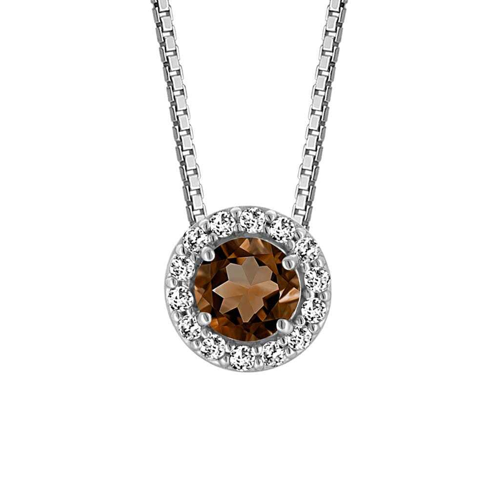 Sotiya Halo Coffee Round Cut Necklace Sterling Silver-Sotiya
