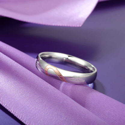 Sotiya Two Tone Heart Women's Wedding Ring Titanium Steel-Sotiya