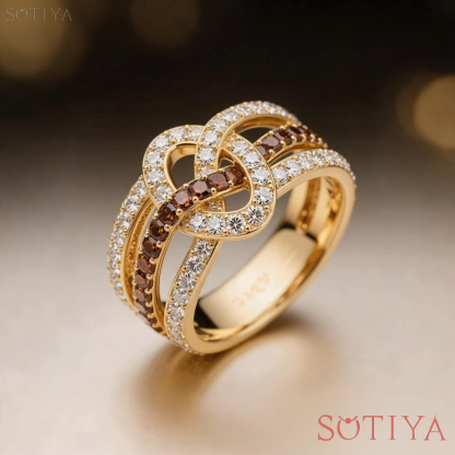 Sotiya Intertwined Knot Coffee Women's Wedding Ring Sterling Silver