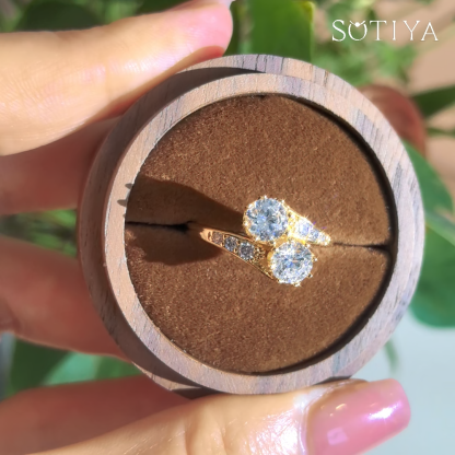 Sotiya Toi et Moi Bypass Round Cut Two Stone Engagement Ring Sterling Silver