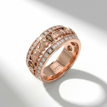 Sotiya Coffin Cut Coffee Bat Women's Wedding Ring Band Sterling Silver-Sotiya