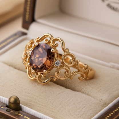 Sotiya Rococo Oval Cut Coffee Engagement Ring Sterling Silver-Sotiya